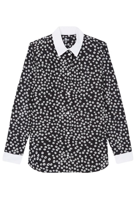 CHEMISE PRINTE DETAIL COL BLANC BLACK WHITE 1