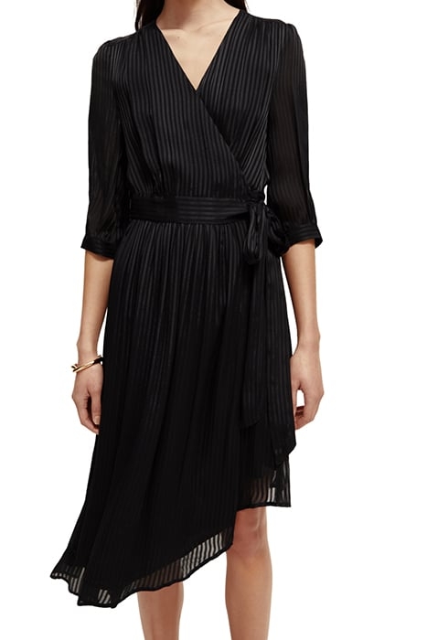 ASYMMETRIC WRAP DRESS BLACK 1