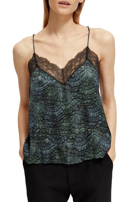 CAMISOLE WITH LACE DETAIL FEATHER BOTTLE GREEN 1