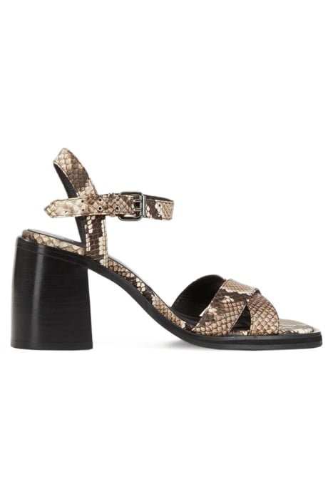 SANDALES A TALON EN CUIR EMBOSSEE PYTHON BEIGE-BROWN 1