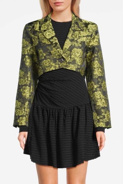 JACQUARD SUITING CROPPED BLAZER LEMON ZEST 1