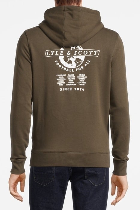 FOOTBALL WORLD GRAPHIC LS PULLOVER HOODIE OLIVE 2