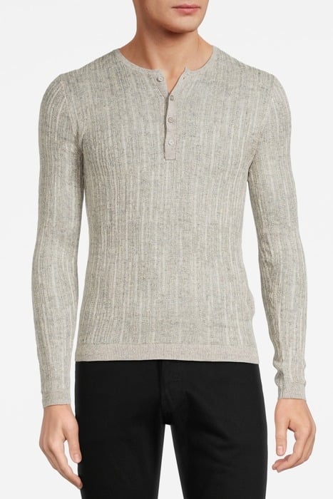 WILLIAM SLIM FIT HENLEY WITH MISS AND TU GREY MIST 1