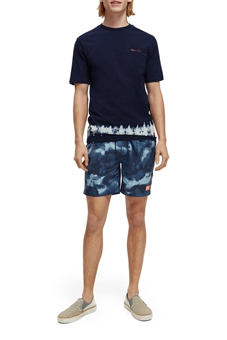 INDIGO TEE WITH PLACEMENT TIE-DYE INDIGO AND PRINT 3