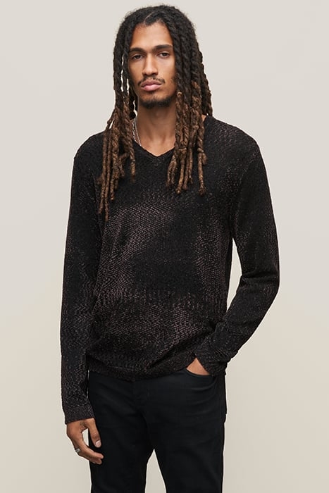 WETZEL REGULAR FIT LS VNECK WITH CHENILL PLUM WOOD 1