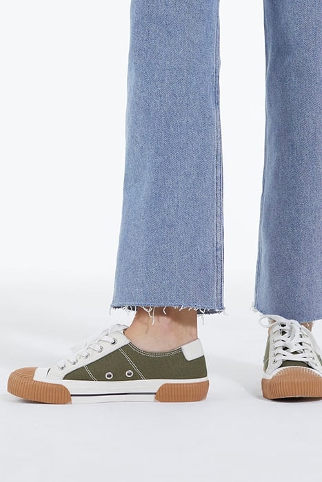 SNEAKERS BASSES EN TOILE AVEC EMPIECEMENTS EN CUIR KAKI 2