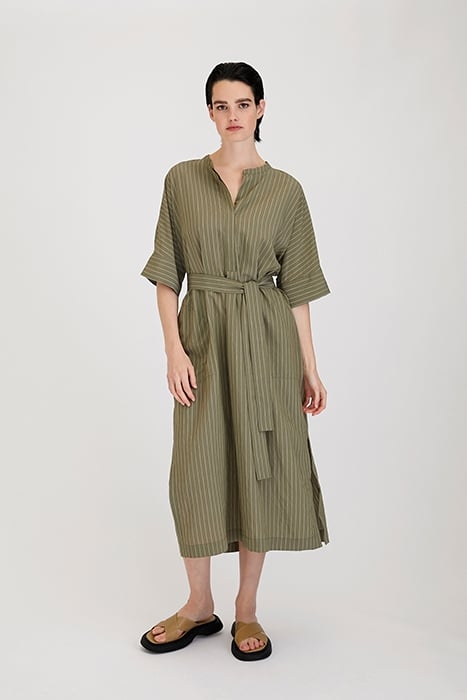 EASY SHIRT DRESS STRIPE GREEN KELP 1