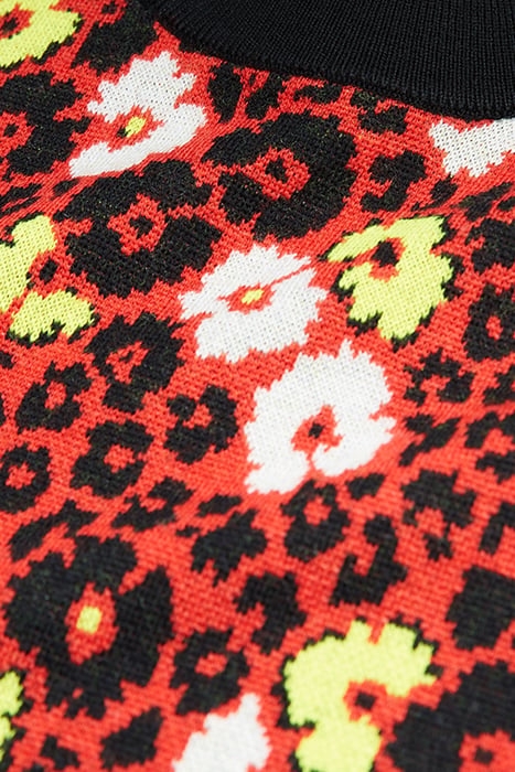 PULL COL ROND EN JACQUARD FLEURIE DARK RED 8