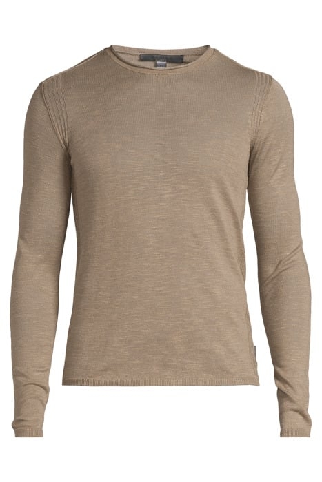 LEX LS LINEN BLEND SLUB CREW WITH ROLL N HAZE GREY 3