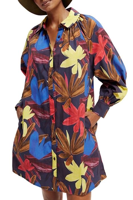 PRINTED SHIRT DRESS IN ORGANIC COTTON FLOWER CAMO 7