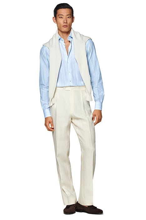 LIGHT BLUE STRIPED POPLIN SLIM FIT SHIRT LIGHT BLUE 3