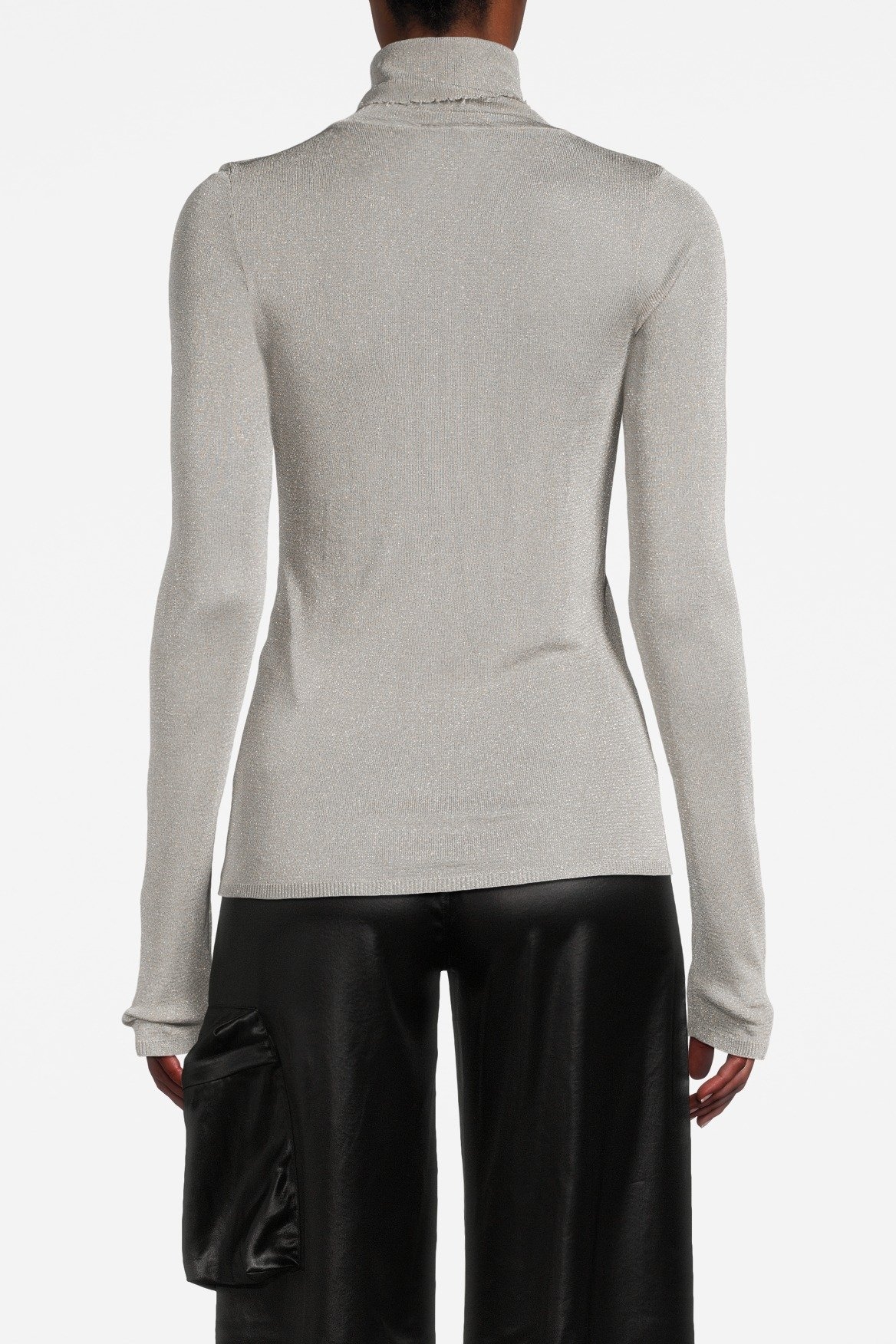 CAROLINE TURTLENECK TOP GREY LUREX 2