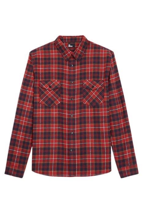 CHEMISE DROITE A CARREAUX AVEC POCHE PLAQUEES RED / BLACK 5