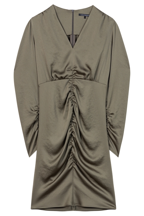 MIDI DRESS WITH RUFFLES GREYISH KHAKI 3