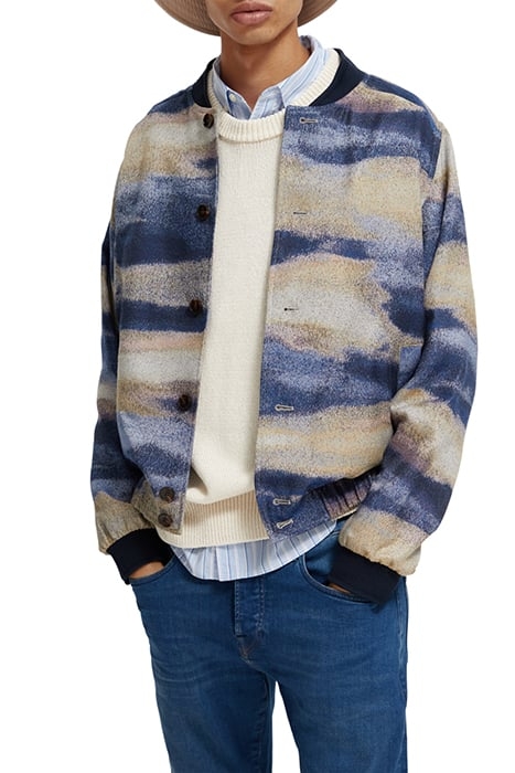 JACQUARD BOMBER JACKET BLURRED LANDSCAPE BLUE 6