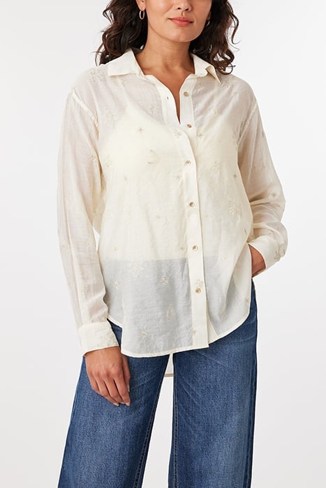 EMBROIDERED ORGANZA SHIRT EGGNOG 1