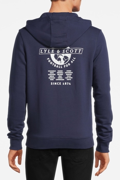 FOOTBALL WORLD GRAPHIC ZIP THROUGH HOODIE NAVY 2