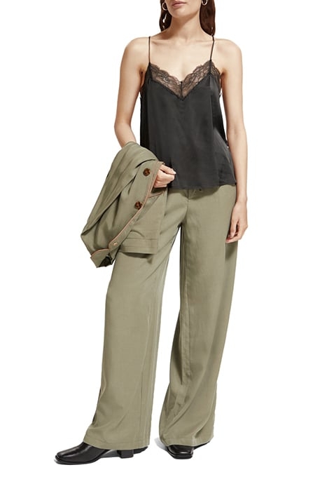 ELENI - HIGH RISE WIDE LEG PYJAMA PANTS ARMY GREEN 3