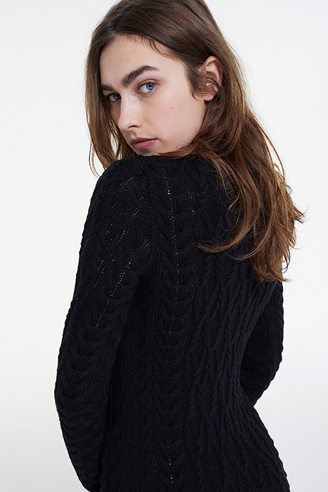 ROBE LONGUE MANCHE LONGUE EN LAINE TORSADE BLACK 6