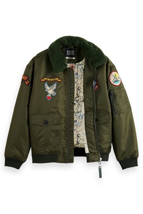 BOMBER JACKET WITH DETACHABLE TEDDY COLLAR MILITARY GREEN 6