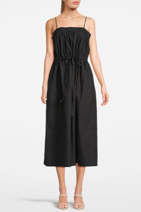 COTTON POPLIN MAXI STRAP DRESS BLACK 1