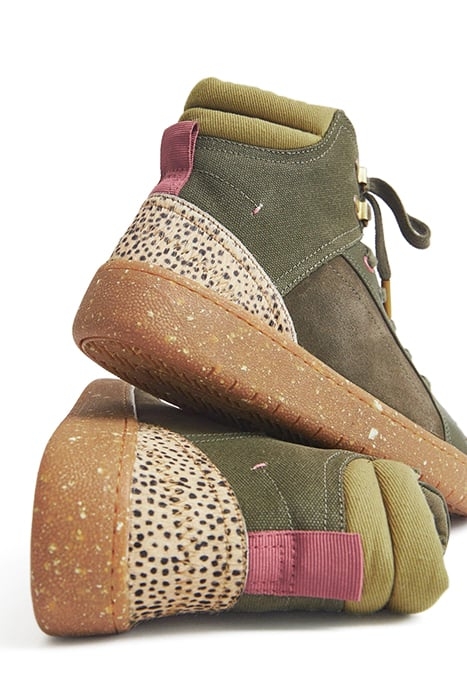 LEATHER SUEDE HI TOP TRAINER KHAKI GREEN 4