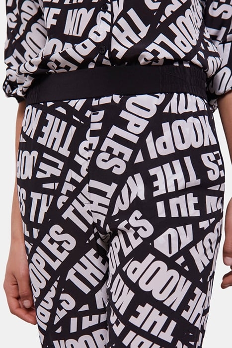 PANTALON JAMBE LARGE A TAILLE ELASTIQUEE BLACK / WHITE 3