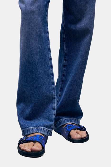 SANDALES EN CUIR IMPRESSION LEOPARD BLUE 3