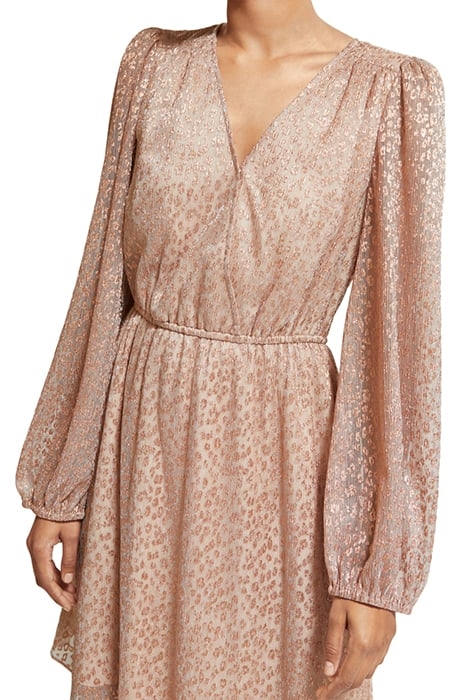 BALLOON SLEEVE MINI DRESS METALLIC ROSE 6