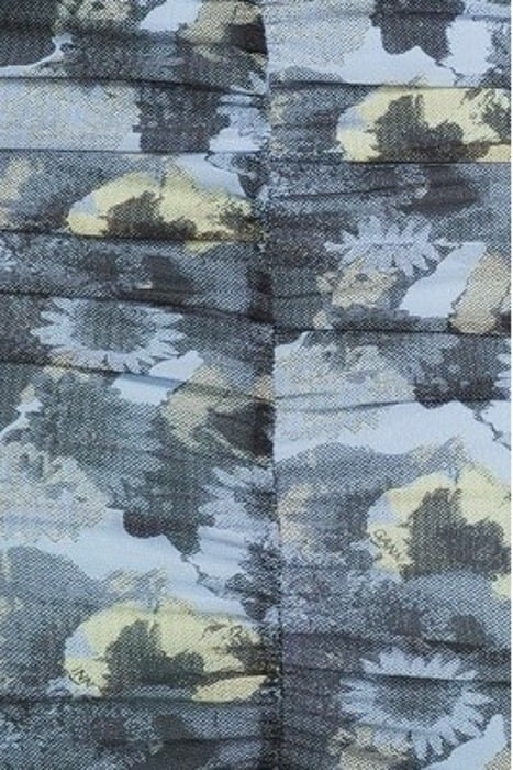 PRINTED MESH RUCHED SLEVELESS MIDI DRESS BRUNNERA BLUE 5