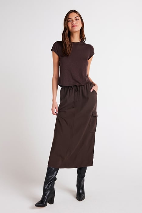 CARGO MIDI SKIRT CHESTNUT BROWN 1