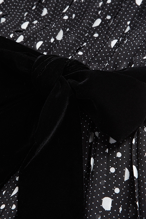 ROBE LONGUE PLISSEE POLKA DOTS BLACK VELVET CEINTURE BLACK-E 5