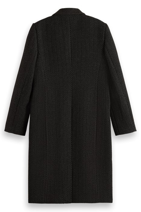 CLASSIC WOOL BLEND TAILORED COAT BLACK HERRINGBONE 4