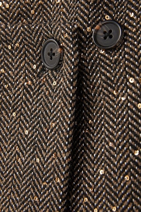 SEQUIN HERRINGBONE SKIRT BLACK W/ GOLD 5