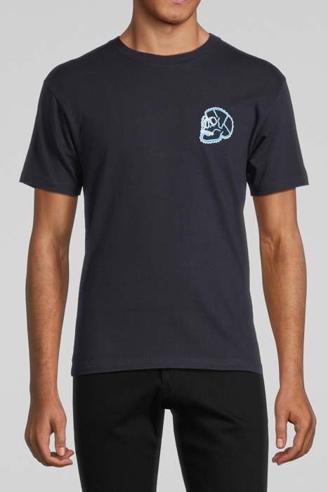 TEE SHIRT MANCHE COURTE PRINT TETE DE MORT POITRINE NAVY 1