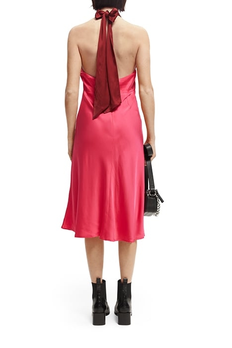 MIDI HALTER DRESS WITH SCARF DETAIL COSMIC PINK 2