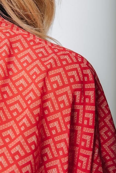 MENCIA SMALL GEO TWO LAYER MINI DRESS BRIGHT ORANGE 5