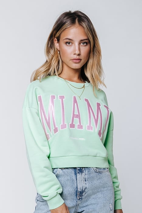 MIAMI PATCH CROPPED SWEAT NEON LIME 1