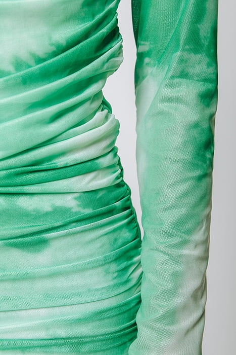 JUDA TIE DYE GATHERED MESH DRESS MINT 4