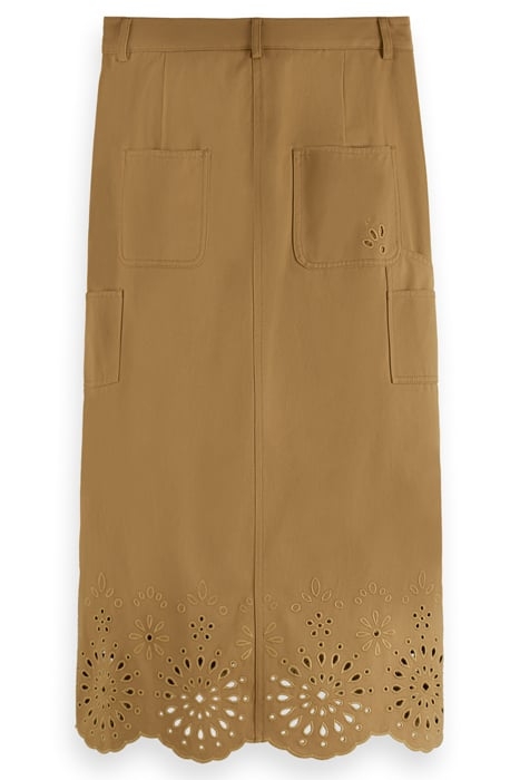 BRODERIE LONGUETTE ORGANIC COTTON MIDI SKIRT COCONUT SHELL 5