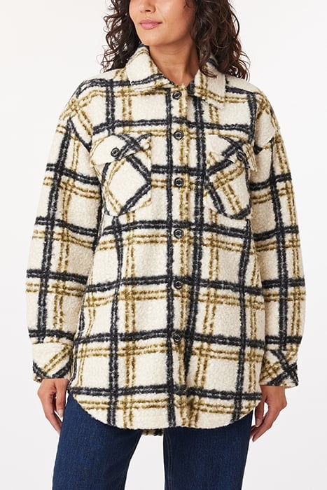 KNIT BOUCLE SHACKET FIR GREEN/BLACK PLAID 1