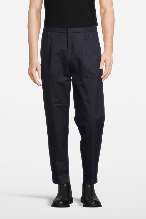 SLIM FIT COTTON-LINEN TROUSERS IN NAVY - OUTLET PRICE 1