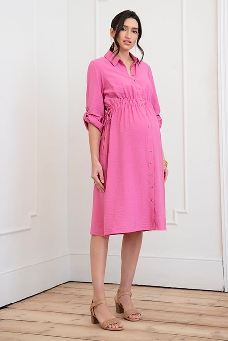 MATERNITY SHIRT DRESS PINK 1