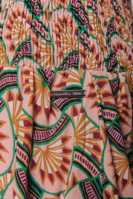 DAPHNE GRAPHIC FAN TWO LAYER MINI SKIRT VINTAGE PINK 5