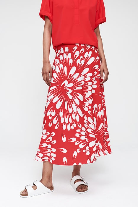 PRINTED SWAN SKIRT FIERY RED 1