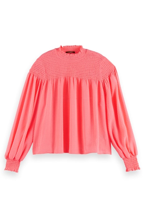 HIGH NECK TOP WITH SMOCKING DETAILS IN CLIP JAQUARD QUALITY 1