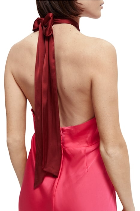 MIDI HALTER DRESS WITH SCARF DETAIL COSMIC PINK 7