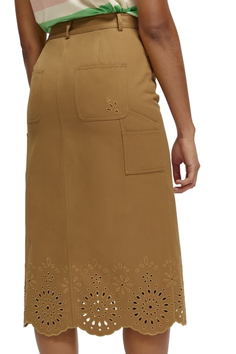 BRODERIE LONGUETTE ORGANIC COTTON MIDI SKIRT COCONUT SHELL 7