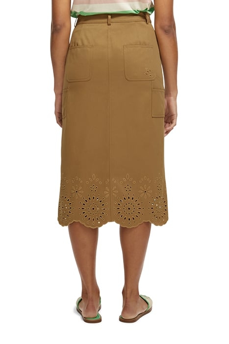 BRODERIE LONGUETTE ORGANIC COTTON MIDI SKIRT COCONUT SHELL 2
