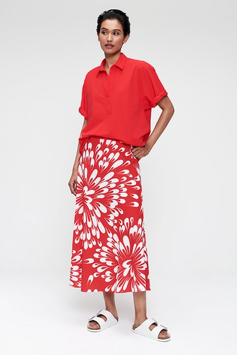 PRINTED SWAN SKIRT FIERY RED 2